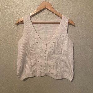 SHEIN Cream Knit Button-Up Vest Bohemian Prairie Cottage Core Size 6